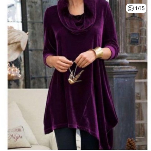 Soft Surroundings Tops - Soft Surroundings Asymmetrical Hem Cowl Neck Tunic Top, Size 3X